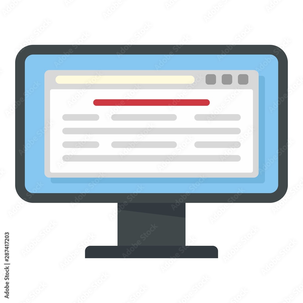 Poster computer monitor icon. flat illustration of computer monitor vector icon for web design