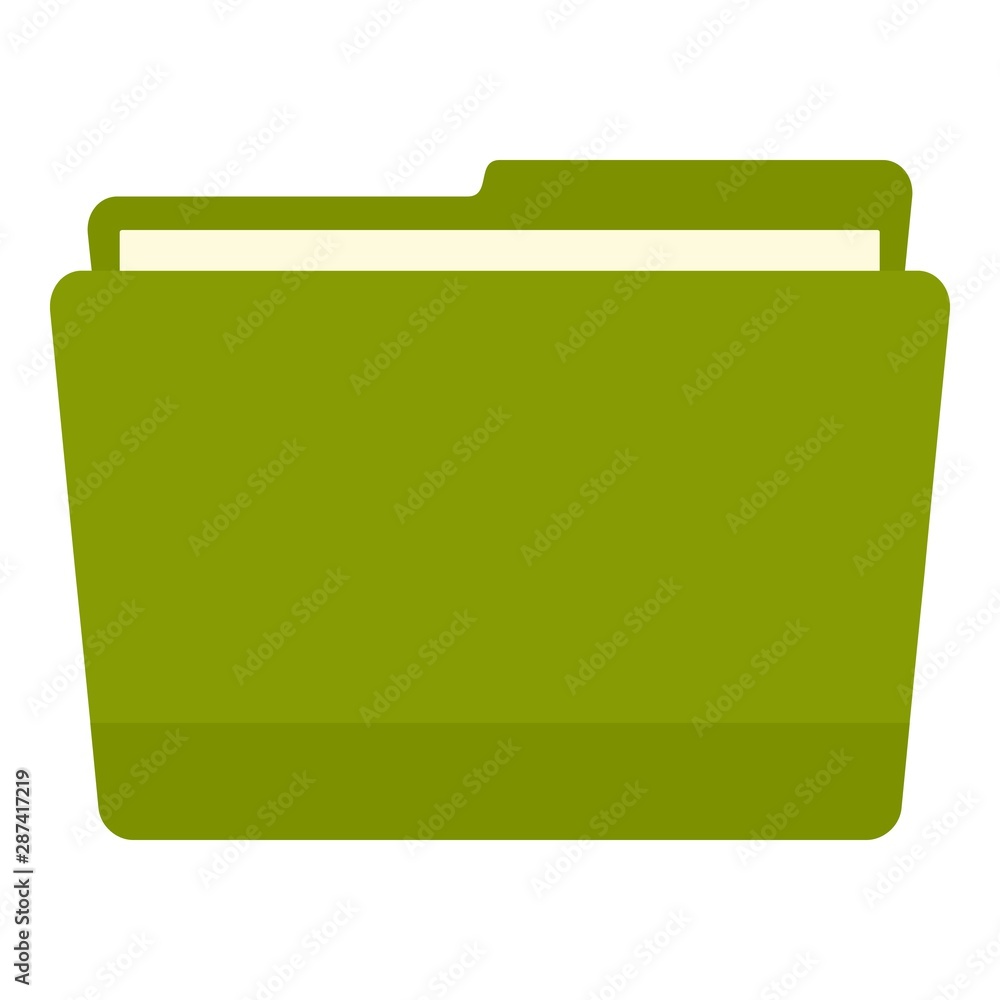 Poster green file folder icon. flat illustration of green file folder vector icon for web design
