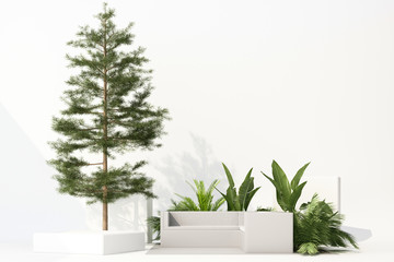 3D render of tropical plants isolated on white background.