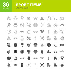 Sport Items Line Web Glyph Icons
