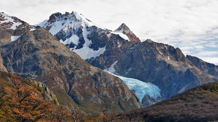 Glacier in mountain valley. Argentina.