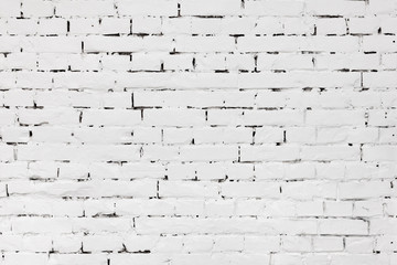 Abstract  texture with aged paint of white brick wall, grungy rusty blocks of brickwork. - Concept background mockup.- Image