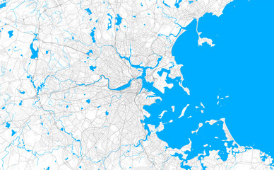 Rich detailed vector map of Boston, Massachusetts, U.S.A.