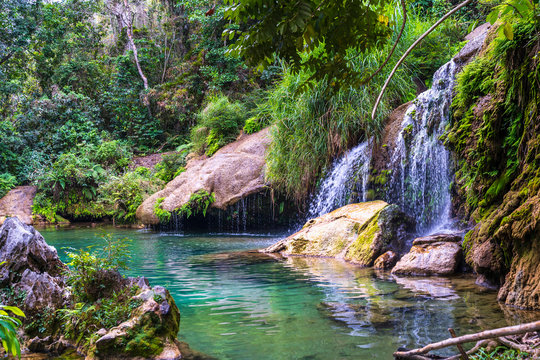 El Nicho waterfall in the Sierra del Escambray mountains not far from Cienfuegos, Cuba
