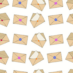 Seamless vector pattern vintage mail letters and envelope illustration background