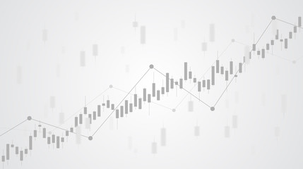 Abstract financial chart with uptrend line graph in stock market on black and white color background