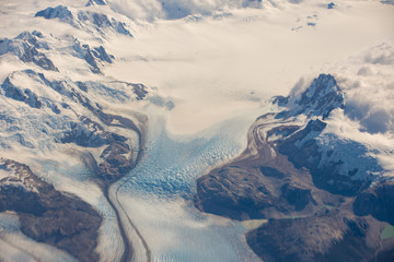 Fototapeta premium Glaciers on the Patagonian Icefield in Chile seen from an aeroplane