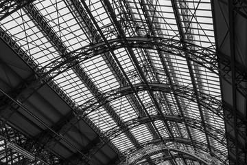 ceiling of roof on railway station in Frankfurt, Germany