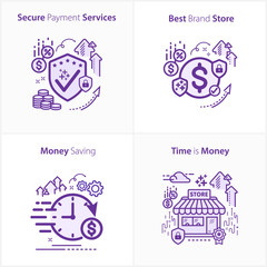 Banking and Finance Secure payment services / Best brand store / Money saving / Time is money.