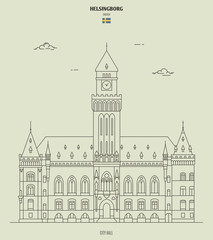 City Hall in Helsingborg, Sweden. Landmark icon