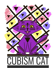 cubism cat t-shirt print