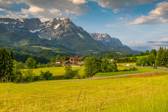 View of mountainous landscape near Worgl, Kufstein district, Tyrol, Austria