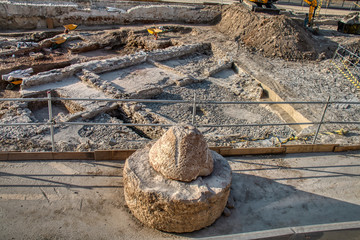 Archaeological findings found when carrying out the works of the metro in Malaga, Spain