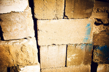 old building blocks are folded, the blue ink spots
