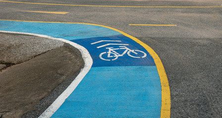 bike lane on the road with curve way - 287422457