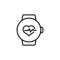 heart rate on smartwatch - minimal line web icon. simple vector illustration. concept for infographic, website or app.