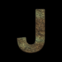Font 3d illustration. Letter collection- design text. Art symbol- rusty metal