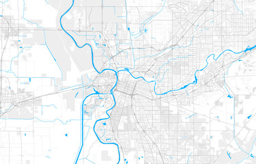Rich detailed vector map of Sacramento, California, U.S.A. - obrazy, fototapety, plakaty