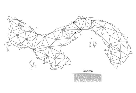 Map of Panama connection. Vector low-poly image of a global map with lights in the form of cities or population density, consisting of points and shapes in the form of stars and space.