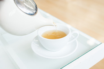 a cup of tea in the tea time