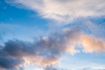 Clouds near sunset before rain blue sky