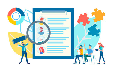 Selection of candidates for a job, recruitment management, meeting in the office.