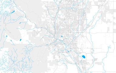 Rich detailed vector map of Colorado Springs, Colorado, U.S.A.