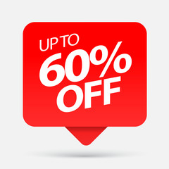 Sale of special offers. Discount with the price is 60 . An ad with a red tag for an advertising campaign at retail on the day of purchase. vector illustration