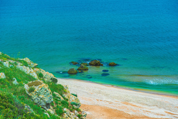Crimea- natural landscape. Kerch- Azov sea. Scenery background- vacation destinations