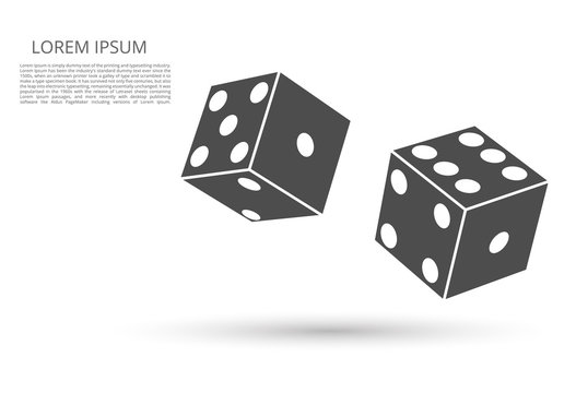 Abstract design of dice in flight. The concept of casino gambling. Gray lines, shapes and points.