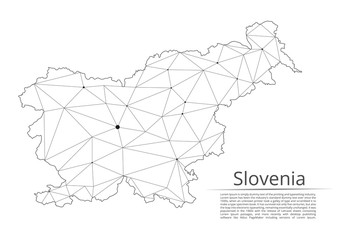 The map of the network of the Slovenia. Vector low-poly image of a global map with lights in the form of a population density of cities consisting of shapes. Easy to edit