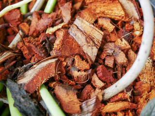 chopped coconut peels for planting or coconut husk for gardening