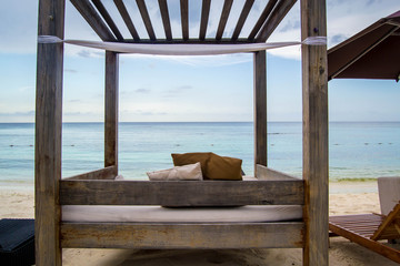 Canopy beach bed with ocean view
