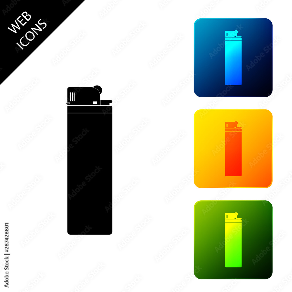 Poster lighter icon isolated. set icons colorful square buttons. vector illustration