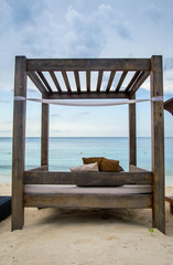 Canopy beach bed with ocean view