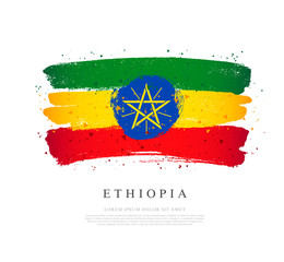 Ethiopia flag in the shape of a big circle.