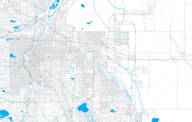 Rich detailed vector map of Aurora, Colorado, U.S.A.