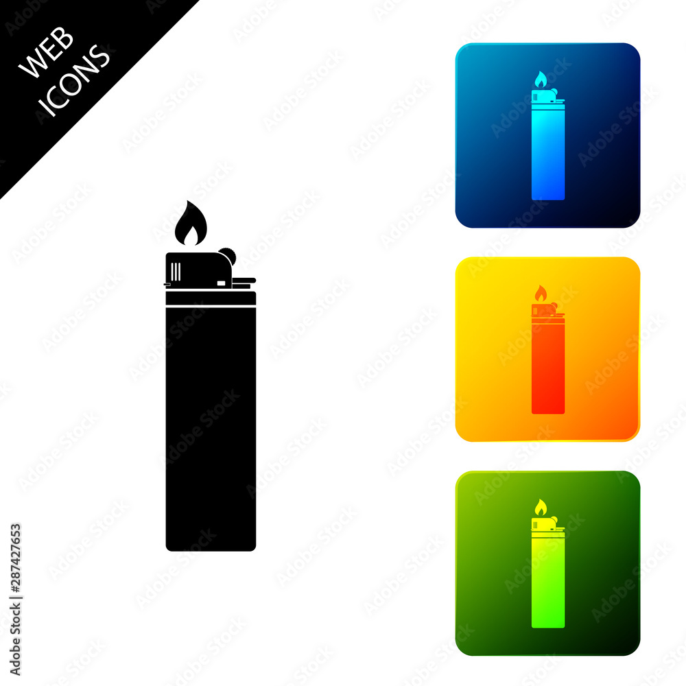 Poster lighter icon isolated. set icons colorful square buttons. vector illustration