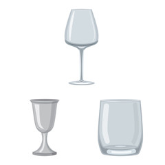 Vector design of dishes and container icon. Set of dishes and glassware stock symbol for web.