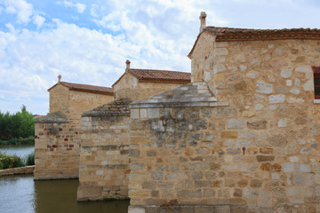 Zamora,Spain,9,2013;medieval mills located on the Duero riverbed