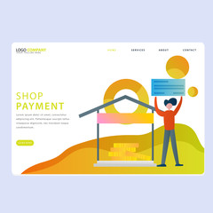 Set of Online shop Landing pages template for online shop, marketing, sales and sosial media. Modern flat design concept. Web page design for website and mobile website. Flat vector illustration.