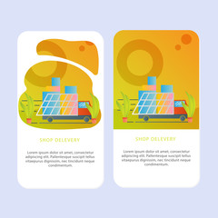 Set of Online shop Mobile pages template for online shop, marketing, sales and sosial media. Modern flat design concept. Web page design for website and mobile website. Flat vector illustration.shop.