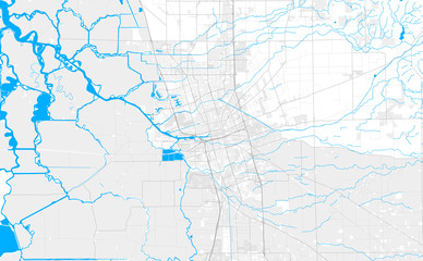 Rich detailed vector map of Stockton, California, U.S.A.