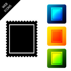 Postal stamp icon isolated. Set icons colorful square buttons. Vector Illustration