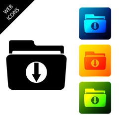 Folder download icon isolated. Set icons colorful square buttons. Vector Illustration