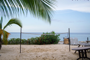 Beach volleyball at a resort