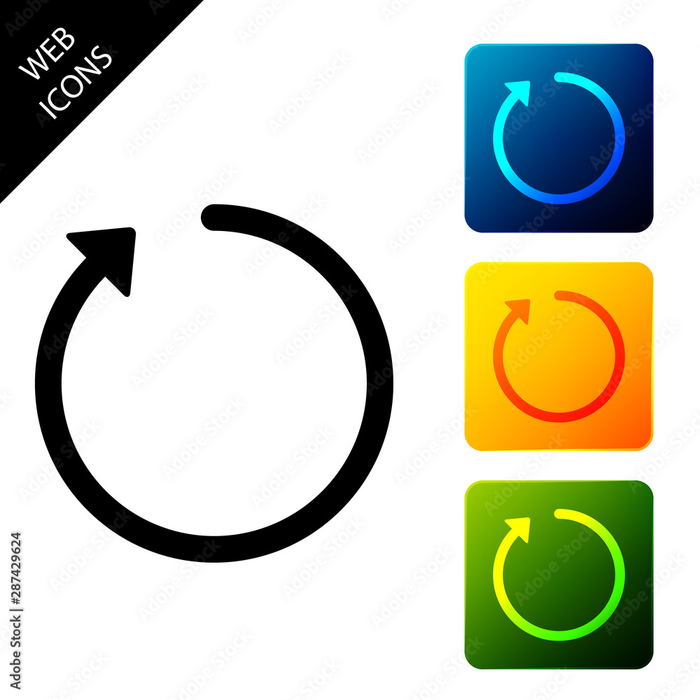 Poster refresh icon isolated. set icons colorful square buttons. vector illustration