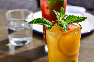 cocktail drink at an outdoor bistro