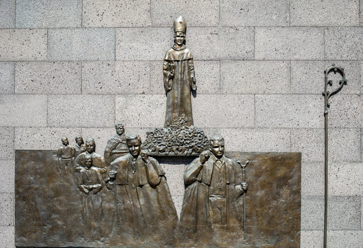 Statue of St Benedict  in Ribeira Brava on Madeira Island. Portugal