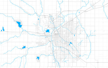 Rich detailed vector map of Lincoln, Nebraska, U.S.A.